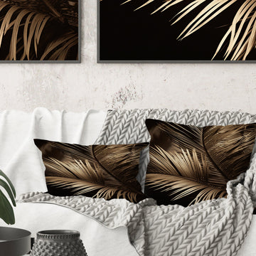 Sepia Serenity Palm Leaves I - Palms & Palm Trees Throw Pillow